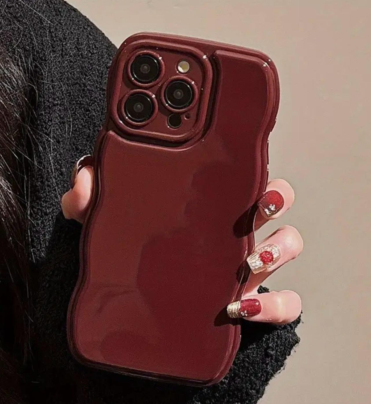 İphone dalgalı bordo darbeye dayanıklı yumuşak silikon telefon kılıfı