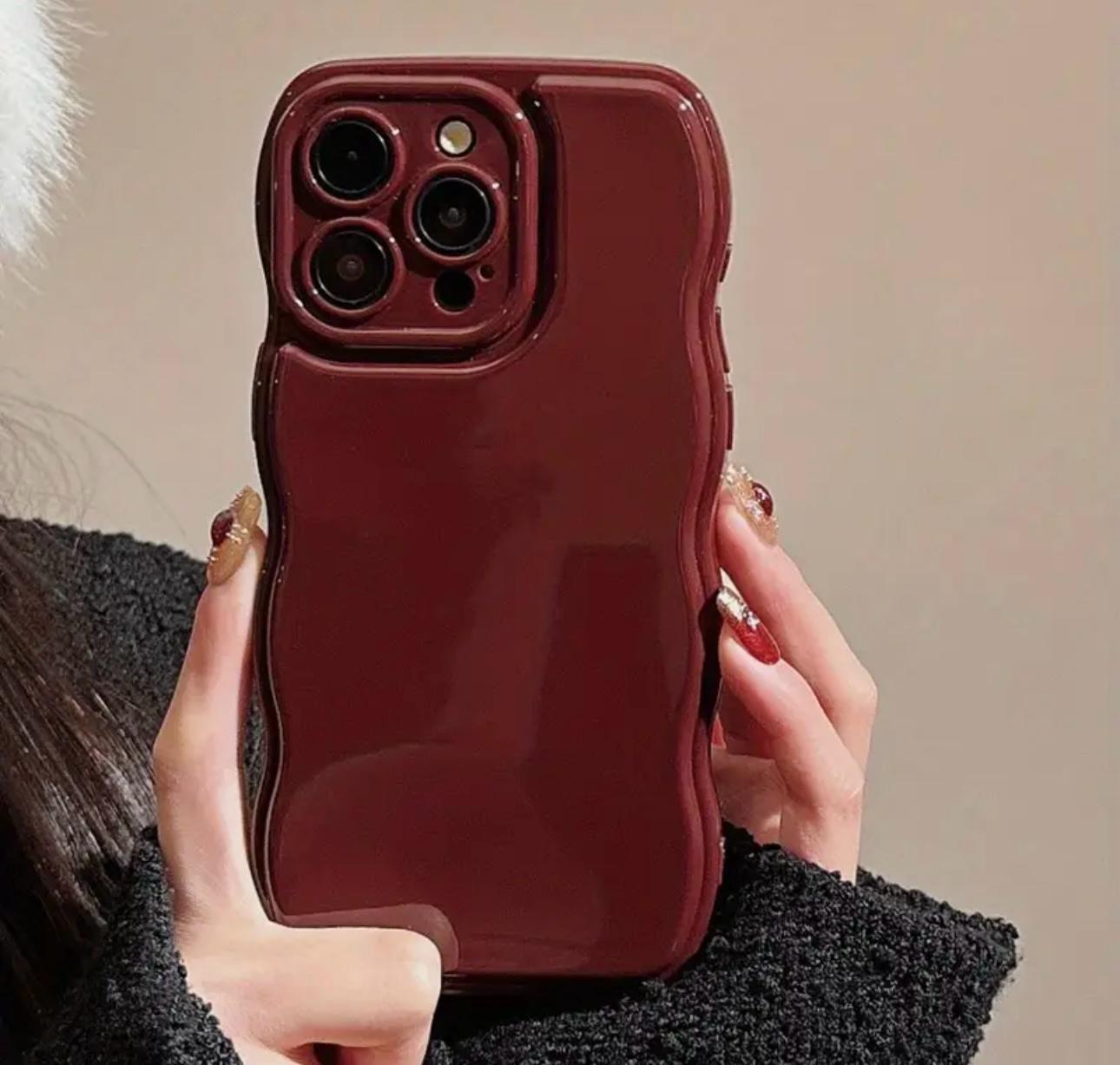 İphone dalgalı bordo darbeye dayanıklı yumuşak silikon telefon kılıfı