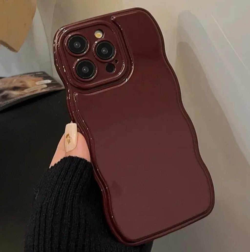 İphone dalgalı bordo darbeye dayanıklı yumuşak silikon telefon kılıfı