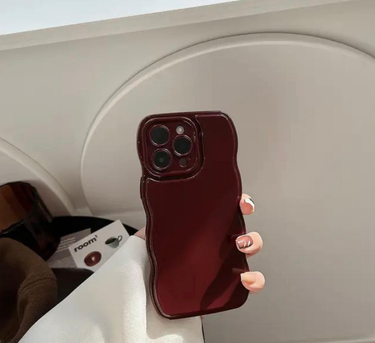 İphone dalgalı bordo darbeye dayanıklı yumuşak silikon telefon kılıfı