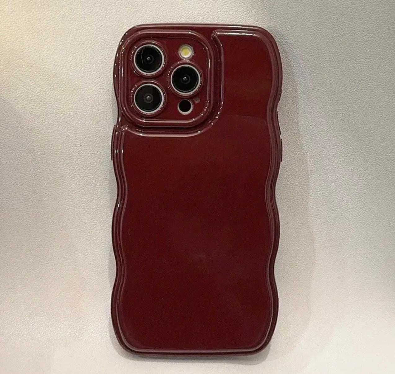 İphone dalgalı bordo darbeye dayanıklı yumuşak silikon telefon kılıfı