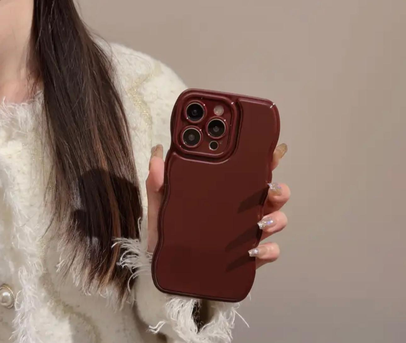 İphone dalgalı bordo darbeye dayanıklı yumuşak silikon telefon kılıfı