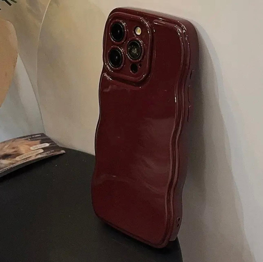 İphone dalgalı bordo darbeye dayanıklı yumuşak silikon telefon kılıfı