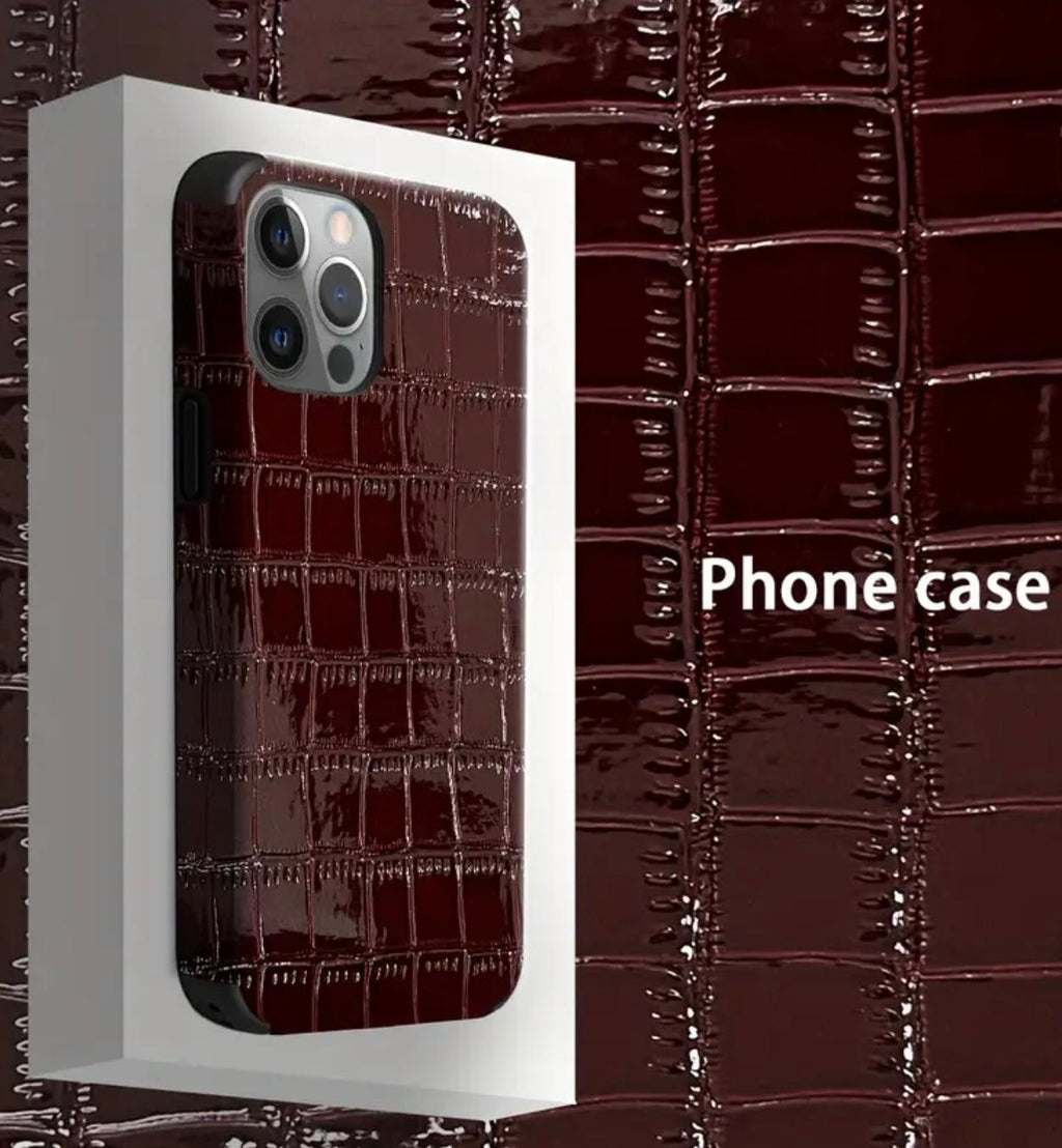 İphone parlak timsah desenli ayna yüzeyli darbeye dayanıklı yumuşak silikon telefon kılıfı