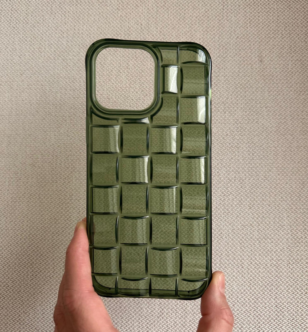 İphone Şeffaf yeşil üç boyutlu yumuşak silikon örgü telefon kılıfı