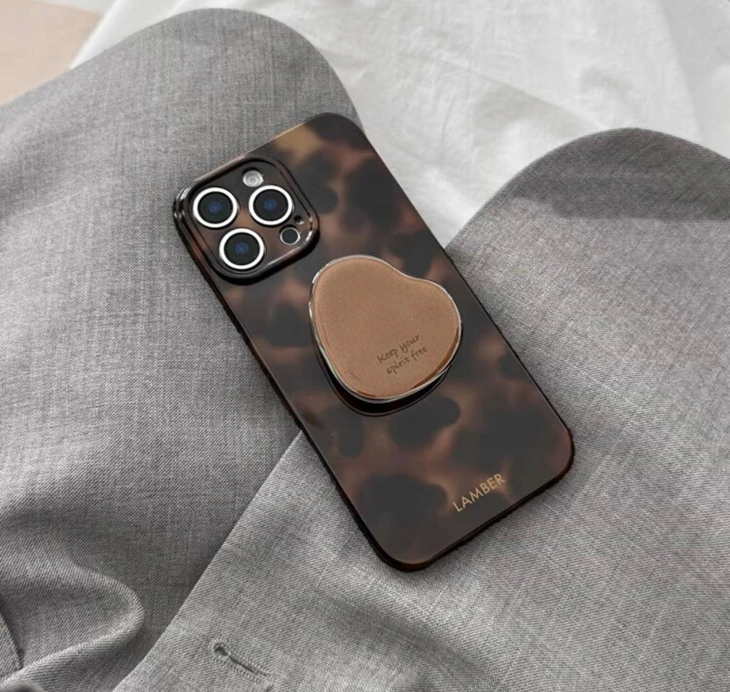 İphone  retro amber desenli kahve çekirdeği tutucu aparatlı telefon kılıfı